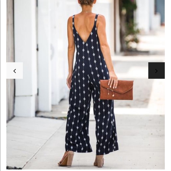 Diamond Print Jumpsuit - Picture 2 of 5